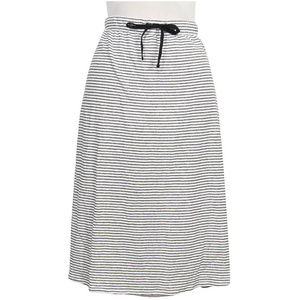 White Black Linen Jersey Stripe A-line Skirt 1X